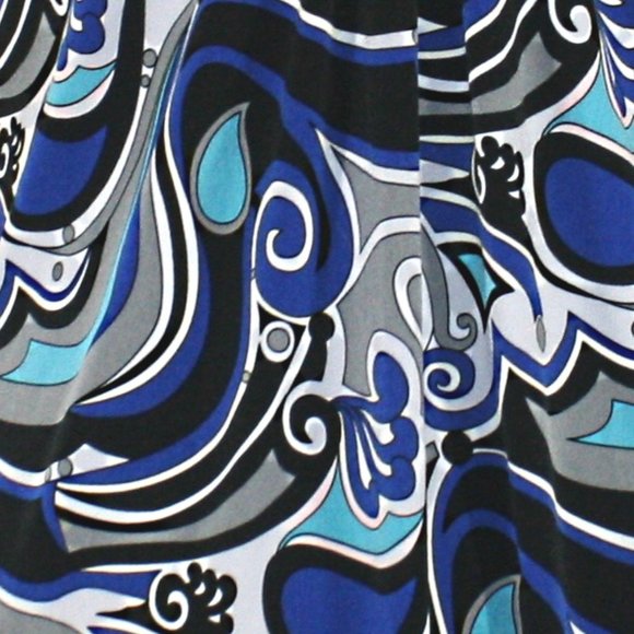 ONLY NINE Blouse Swirl Paisley Fall Long Sleeve Abstract Floral Top Blue XL - Picture 5 of 11